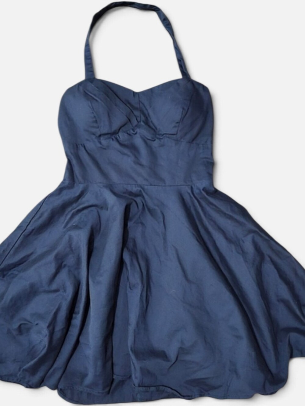 IXIA Navy Blue Halter Fit & Flare Skater Dress Sweetheart Neck Medium